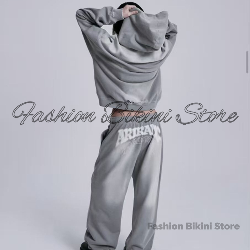 Streetwear Zipper - NEW Washed Grey Retro Hoodie 3D