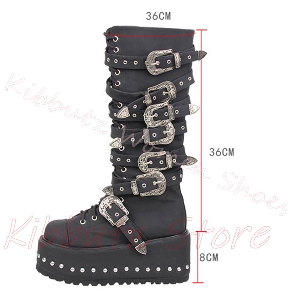 Gothic Platform Knee High Boot - огляд і ціна Streetwear Zipper