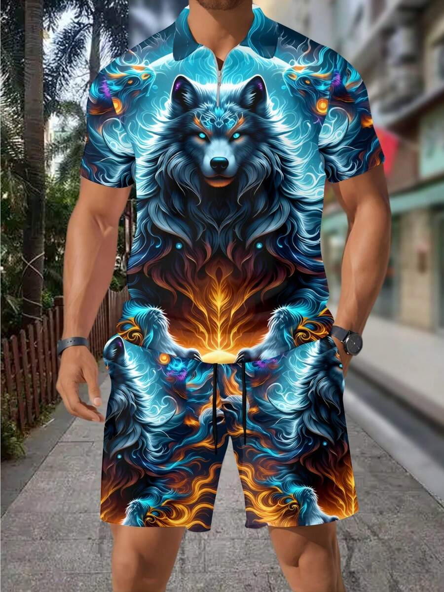 Men's Fashion 3D Wolf Print Zi - огляд і ціна Streetwear Zipper