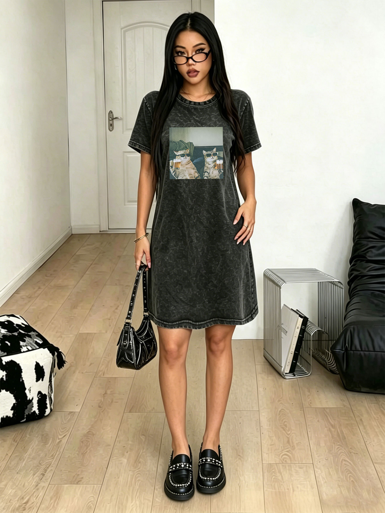 Vintage Washed Distressed T-sh - огляд і ціна Streetwear Brand Cat