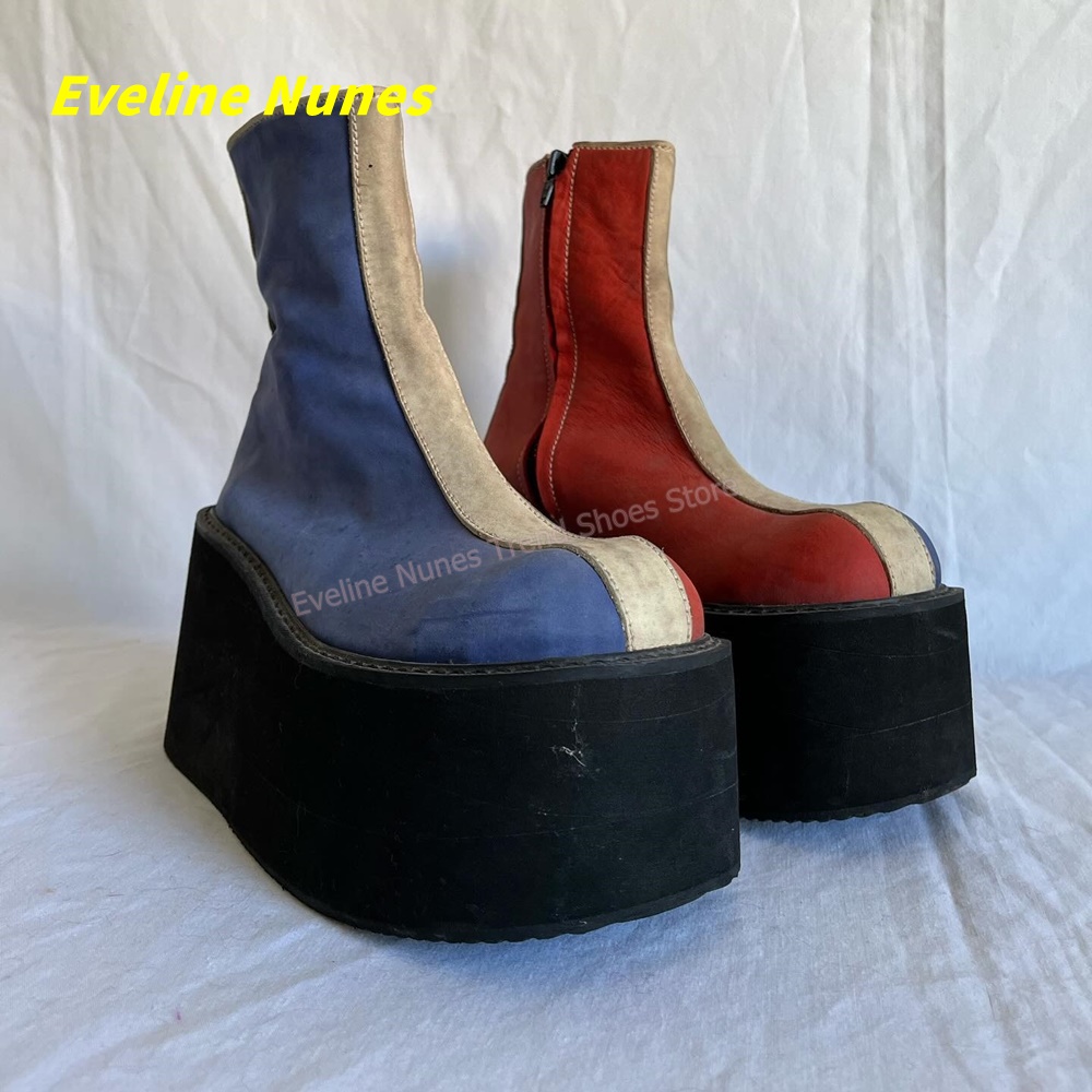 Y2K Red Blue Platform Ankle Bo - огляд і ціна Streetwear Zipper