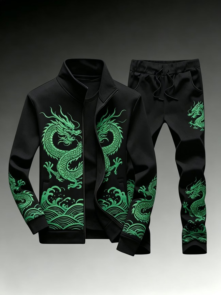 Plus Size Men's Casual Dragon  - огляд і ціна Streetwear Zipper