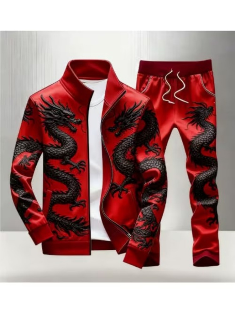 Plus Size Men's Casual Dragon  - огляд і ціна Streetwear Zipper