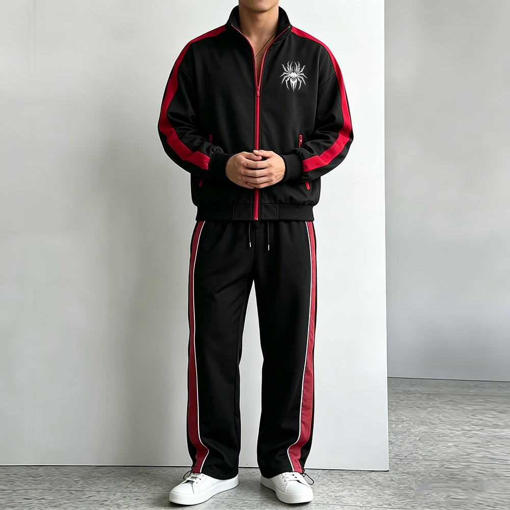 Men Side Striped Sports Suit F - огляд і ціна Streetwear Zipper