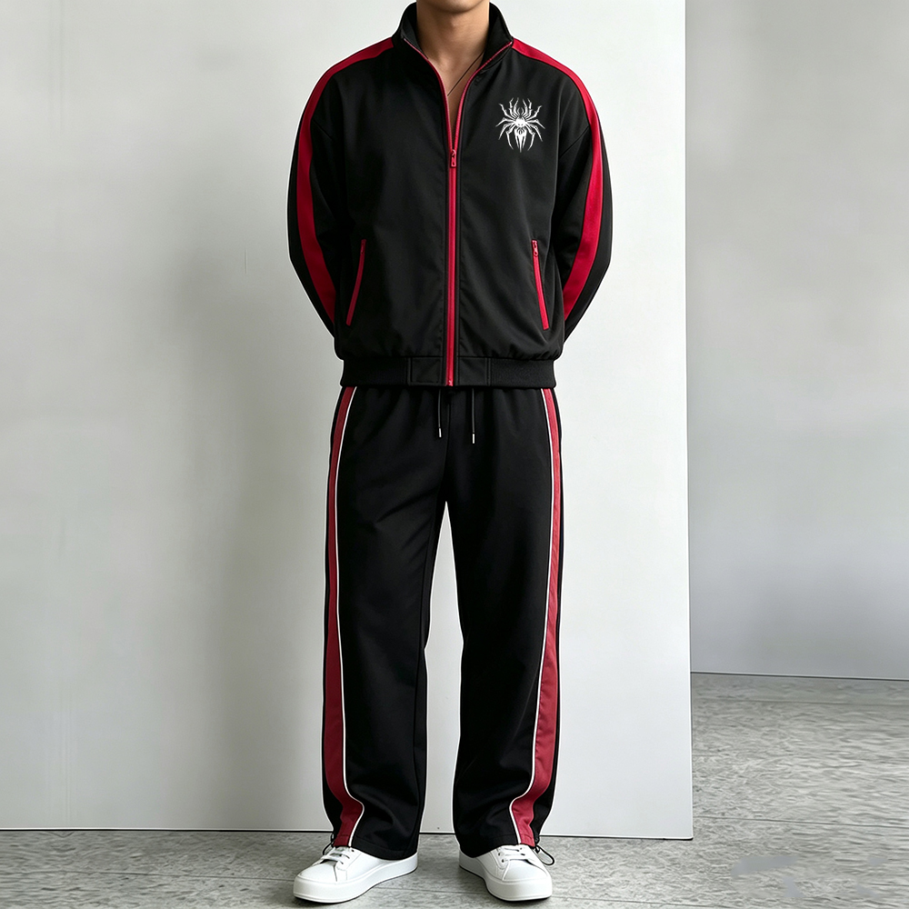 Men Side Striped Sports Suit F - огляд і ціна Streetwear Zipper
