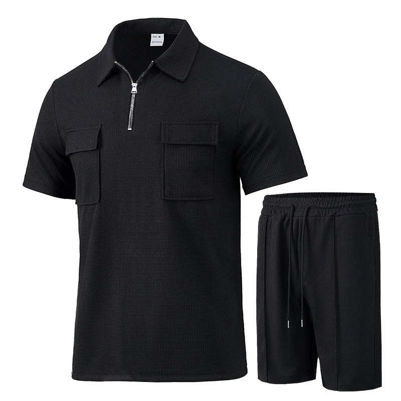 Summer Men Sports Polo Suit Sh - огляд і ціна Streetwear Zipper
